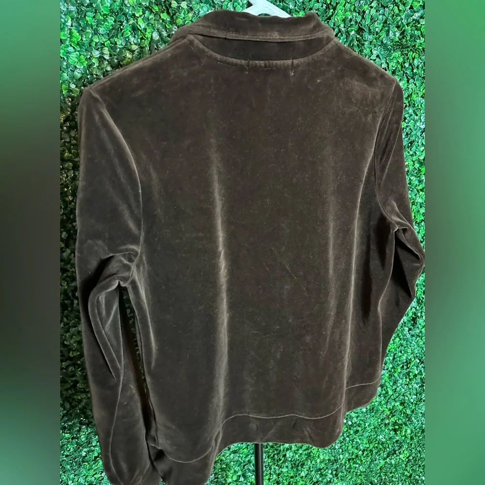Lauren Ralph Lauren Women’s Brown Velour Full Zip Jacket Size Medium - Picture 6 of 7